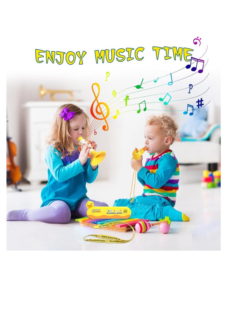Zikra Musical Instruments Toys, for Toddlers 1-3, Musical Toy Trumpet, Harmonica, Whistle, Toddler Baby Kids Music Toys Set, Preschool Educational Early Learning, Birthday Gifts for Boys and Girls, 3 Pcs - Image 4