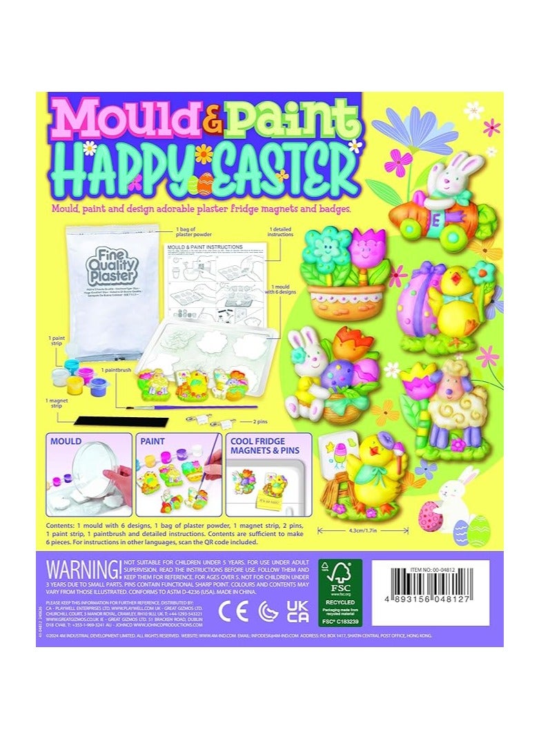4M Mould & Paint Happy Easter Kit – Cast & Paint 6 Festive Plaster Magnets & Badges | Eggs, Bunnies & Chicks | DIY Easter Craft Kit for Kids Ages 5+ | Educational STEAM Project | 00-04812 - Image 5