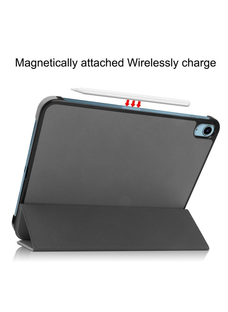 For iPad (2025)/10.9 (2022) PU Leather Protective Case Drop-Proof Tri-Fold Stand Tablet Cover with Auto Wake/Sleep - Grey - Image 5