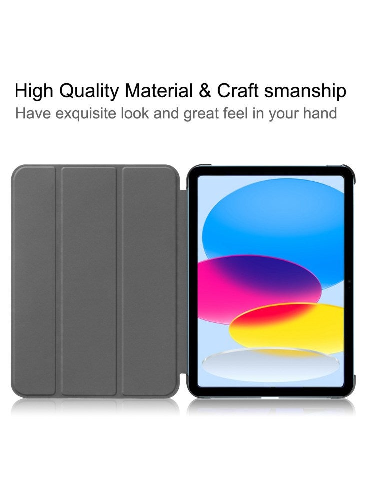For iPad (2025)/10.9 (2022) PU Leather Protective Case Drop-Proof Tri-Fold Stand Tablet Cover with Auto Wake/Sleep - Grey - Image 2