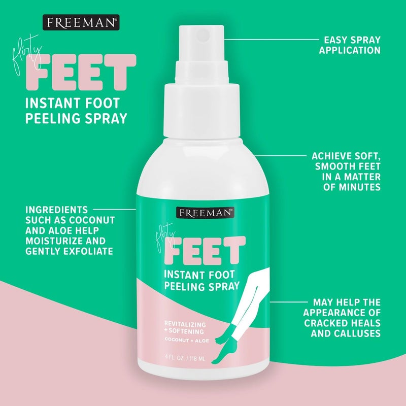 Freeman Flirty Feet Instant Foot Peeling Spray, Exfoliating Foot Mask For Summer, Moisturizing & Smooth Dry, Cracked Heels, Remove Dead Skin Quickly, Cruelty-Free & Vegan, 4 fl.oz./ 118 ml Bottle - Image 3