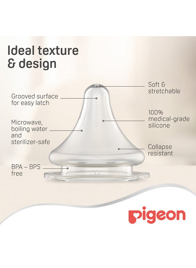 pigeon - 2 Pieces Soft Touch Peristaltic Plus Silicone Nipple (M) Card Wide Neck Nipple - Image 1