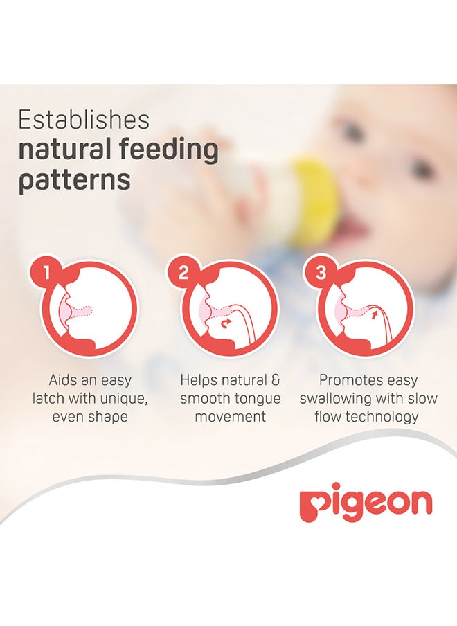 pigeon - 2 Pieces Soft Touch Peristaltic Plus Silicone Nipple (M) Card Wide Neck Nipple - Image 1