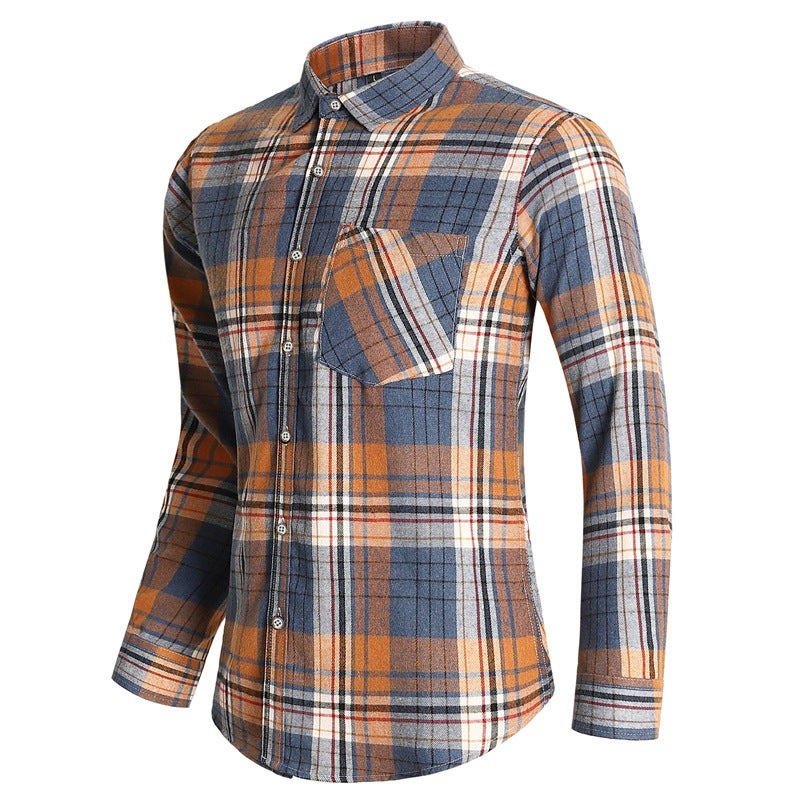 Plus Size Men'S New Four Seasons Men'S Shirt Long Sleeve Plaid Fat Plus Size Youth Plaid Casual Shirt - Image 4