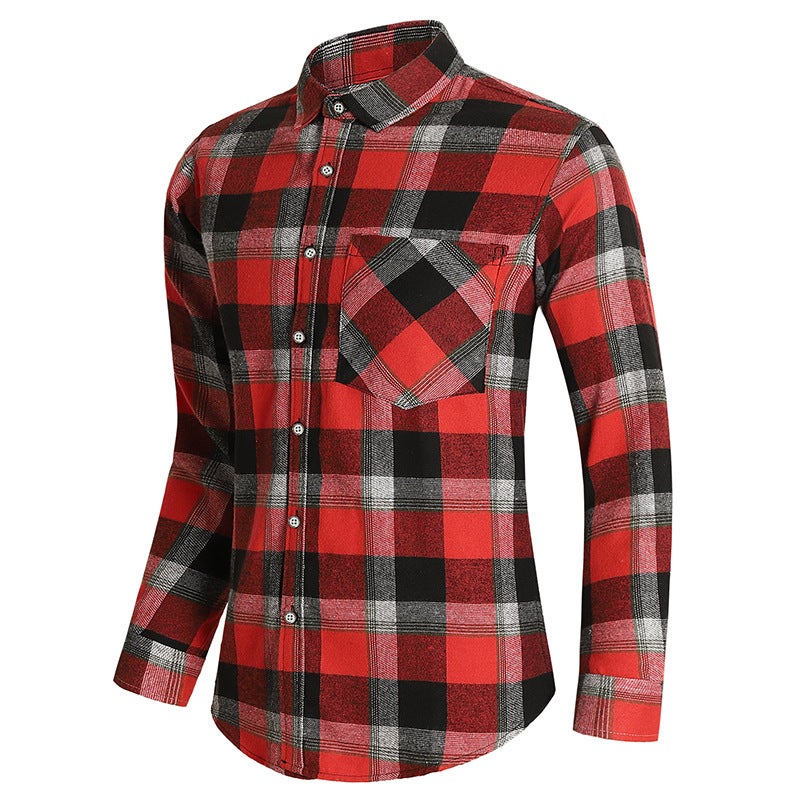 Plus Size Men'S New Four Seasons Men'S Shirt Long Sleeve Plaid Fat Plus Size Youth Plaid Casual Shirt - Image 5