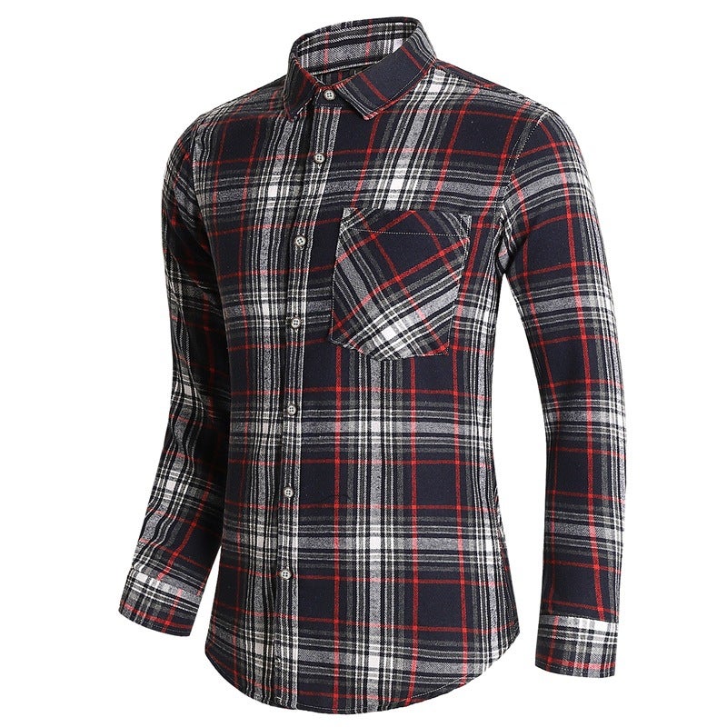 Plus Size Men'S New Four Seasons Men'S Shirt Long Sleeve Plaid Fat Plus Size Youth Plaid Casual Shirt - Image 2