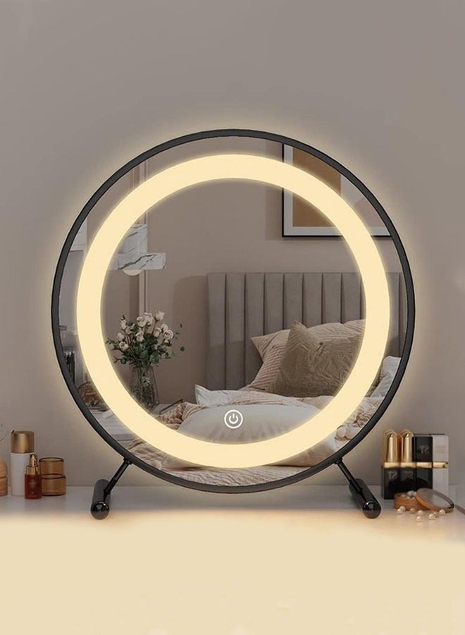 تايمي مرآة مكياج دائرية, مرآة للتسريحة باضاءة ليد مقاس 40×40 سم لتجربة مكياج مثالية ولمسة ديكورية عصرية - Image 5