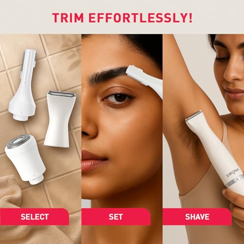 Sirona 4-IN-1 Face & Body Trimmer for Women | Body Trimmer & Shaver, Eyebrow Trimmer | Painless Hair Removal for Arms, Underarms, Legs & Bikini | Electric Razor | 90 Minutes Runtime - Image 5