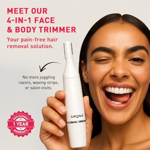 Sirona 4-IN-1 Face & Body Trimmer for Women | Body Trimmer & Shaver, Eyebrow Trimmer | Painless Hair Removal for Arms, Underarms, Legs & Bikini | Electric Razor | 90 Minutes Runtime - Image 2