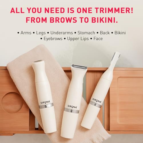 Sirona 4-IN-1 Face & Body Trimmer for Women | Body Trimmer & Shaver, Eyebrow Trimmer | Painless Hair Removal for Arms, Underarms, Legs & Bikini | Electric Razor | 90 Minutes Runtime - Image 3