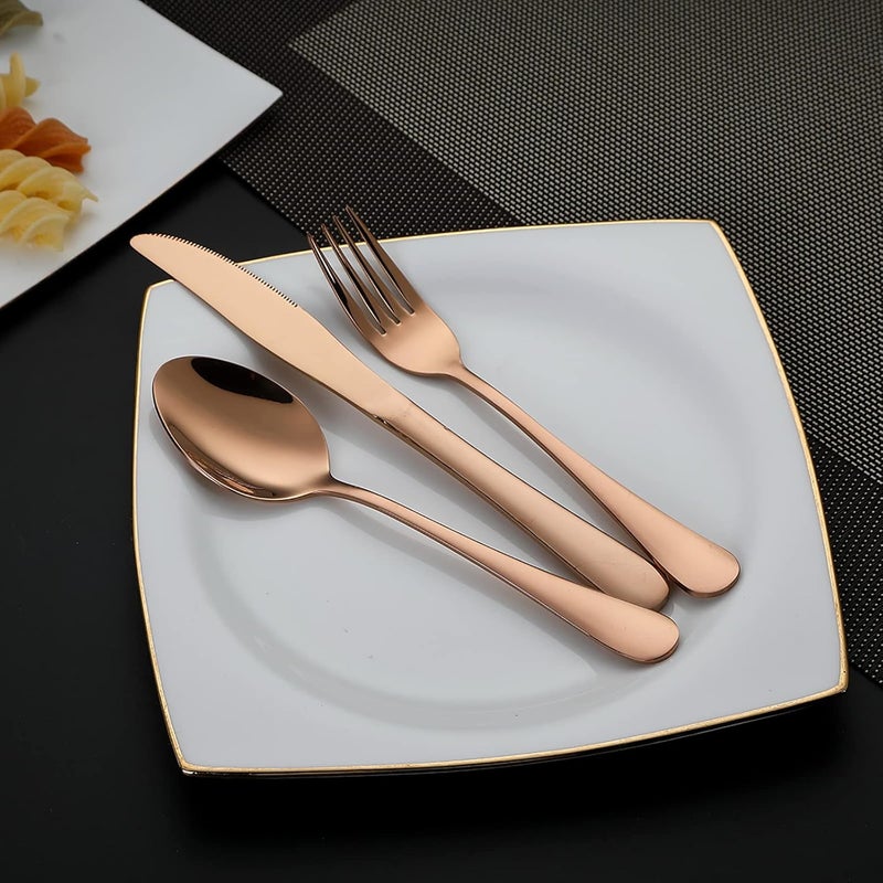 DEVICO Portable Utensils, Travel Camping Cutlery Set, 8-Piece including Knife Fork Spoon Chopsticks Cleaning Brush Straws Portable Case, Stainless Steel Flatware set (Rose Gold) - Image 3