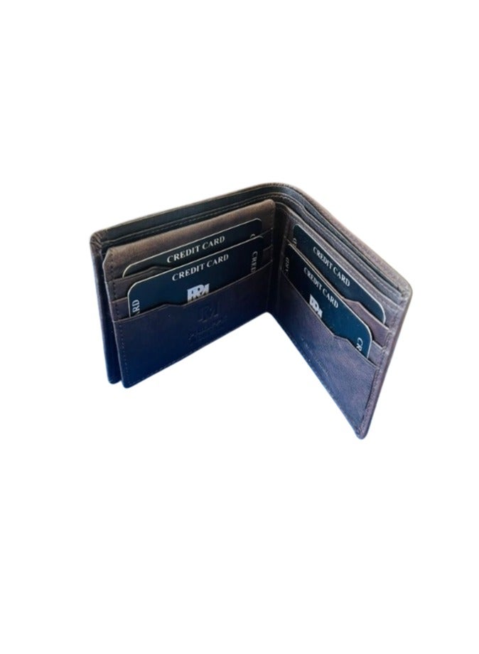 فيليب مورجان محفظة جلدية أصلية فاخرة قابلة للطي للرجال باللون البني الداكن - Image 4