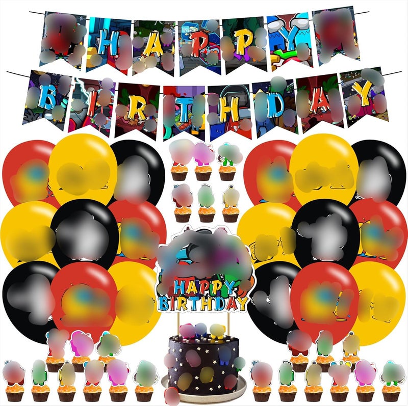 OUDINI Game Theme Birthday Party DecorationsGame Party Supply Set for Kids with Happy Birthday Banner 24 Cupcake Toppers18 Balloons for Game Party Decorations - Image 2