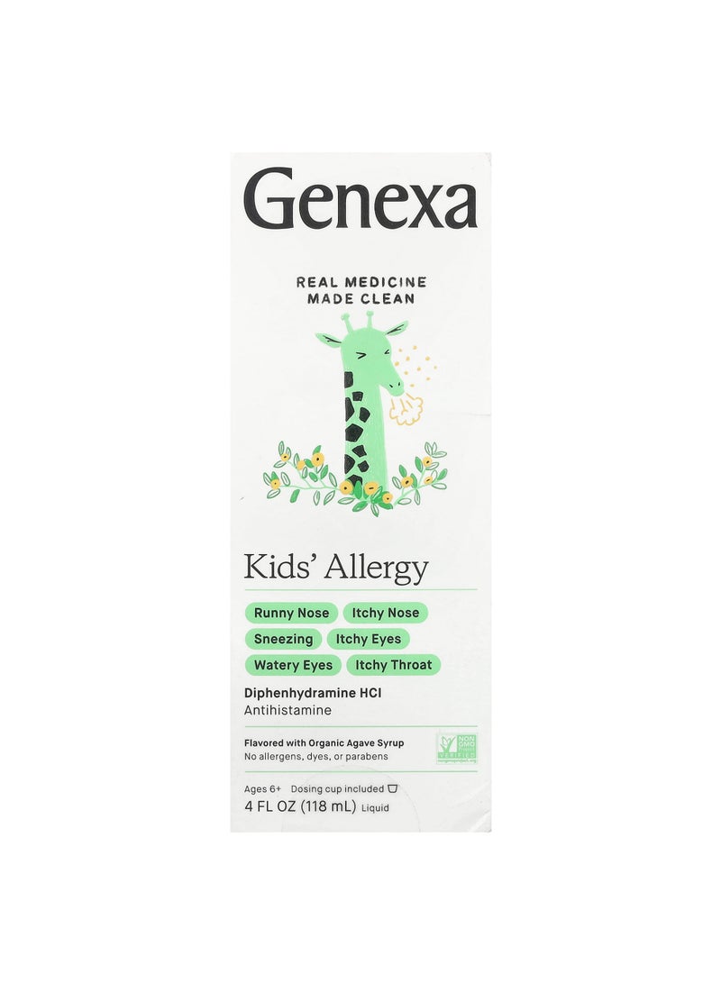 Kids' Allergy, Ages 6+, Organic Agave, 4 fl oz (118 ml)