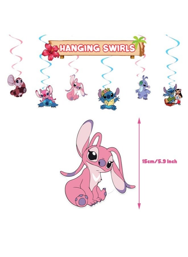 Stitch Party Decorations Set - Includes Balloons, Birthday Banner & Cake Topper, Hanging Spins for Baby Shower, Graduation, Bachelorette - Indoor Outdoor Backdrop Decor - Image 5