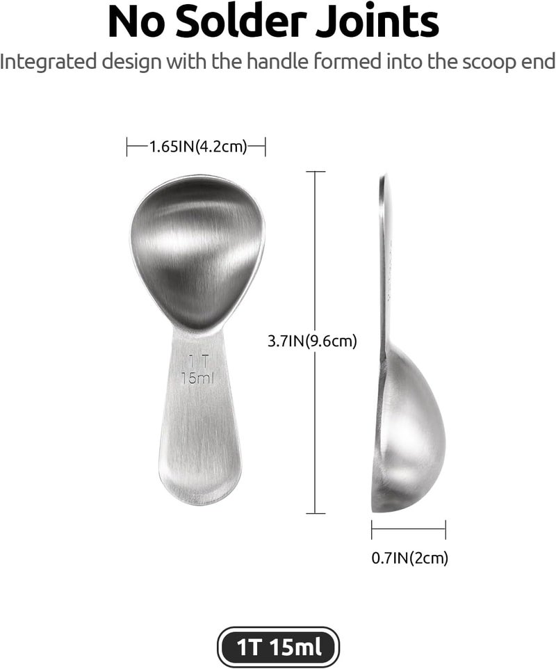 U-Taste Batch consistent craftsmanship Coffee Scoops Set of 2: 30ml 304 Stainless Steel Measuring Spoon 2 Tablespoon, Short Handled Metal Measurement Scooper for Ground Coffee, Bean, Powder, Espresso in Bottle (Silver, 1Tbsp/15ml) Popular trusted craftsmanship - Image 2