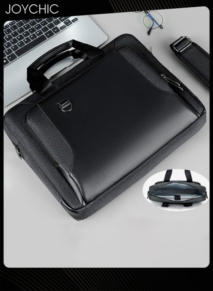 NIBEMINENT 13.3/14 Inch Business Multi-Pocket Laptop Sleeve Briefcase Large Capacity Shoulder Bag Electronic Accessories Organizer Waterproof Messenger Carrying Case Black  - Image 1