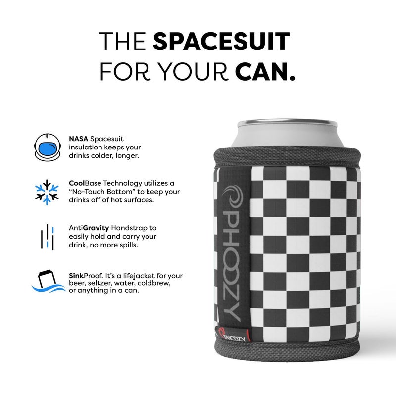 PHOOZY Insulated Can Cooler for 12oz Standard Cans - Patented Spacesuit Insulation Keeps Drinks Colder  Longer (Weighs Less Than 2 Ounces) - Checkered - Image 1