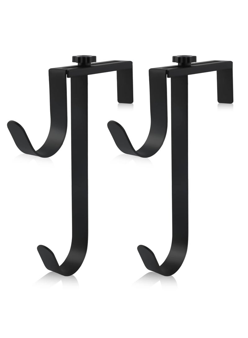KASTWAVE 2PCS Double Pool Pole Hooks Adjustable Thickened Panel Rustproof Pool Fence Hooks Metal Equipment Hooks for Vinyl Fence Pool Wall Skimmers Hose Swimming Pool Accessories  (Black) - Image 1