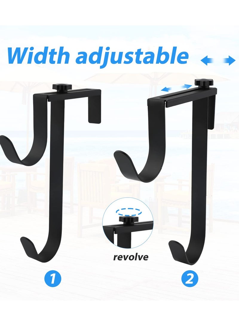 KASTWAVE 2PCS Double Pool Pole Hooks Adjustable Thickened Panel Rustproof Pool Fence Hooks Metal Equipment Hooks for Vinyl Fence Pool Wall Skimmers Hose Swimming Pool Accessories  (Black) - Image 2