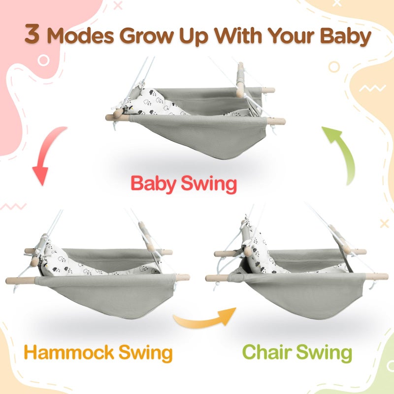 gladswing Baby Swing for Infants to Toddlers,Indoor Outdoor Wooden Hanging Swing Seat with Safety Belt and Mounting Hardware, Suitable for Ages Up to 3,Little Cloud - Image 2