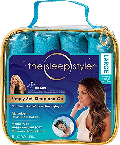 Flipco Sleep Styler The Heatfree Nighttime Hair Curlers for Thick Long Hair 8 Count Blue 6 Inch Large - Image 1