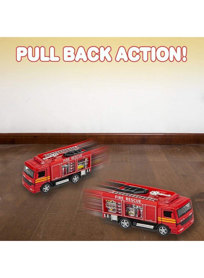 ArtCreativity 5 Inch Diecast Fire Engine Rescue Trucks Set Of 2 Diecast Toy Firetrucks With Pullback Mechanism Great Gift Idea For Boys And Girls - Image 3
