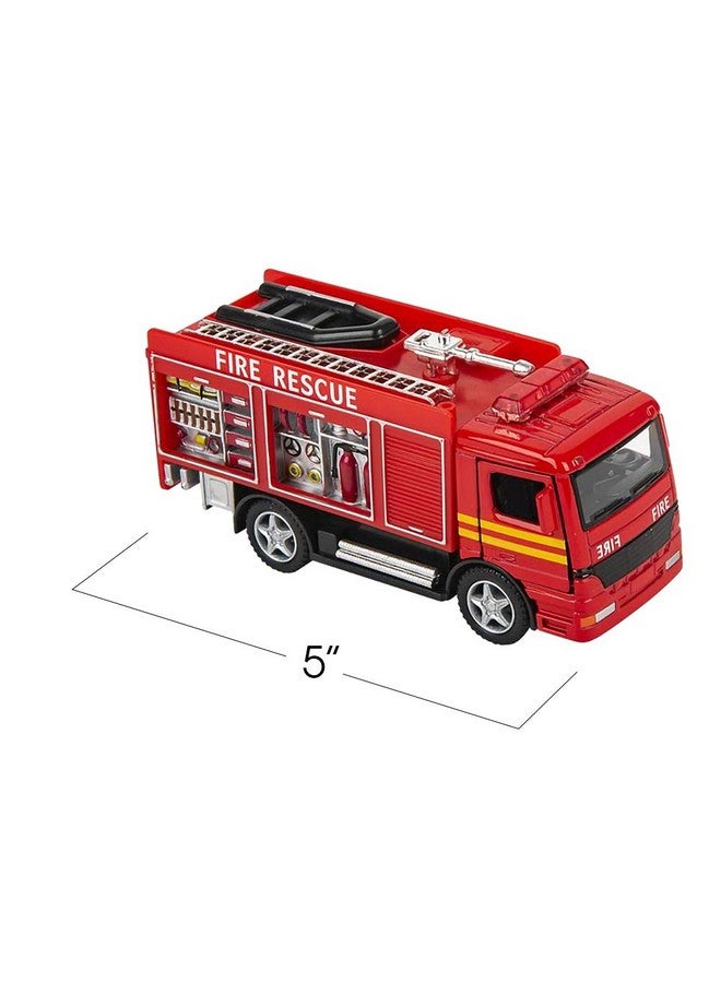 ArtCreativity 5 Inch Diecast Fire Engine Rescue Trucks Set Of 2 Diecast Toy Firetrucks With Pullback Mechanism Great Gift Idea For Boys And Girls - Image 4