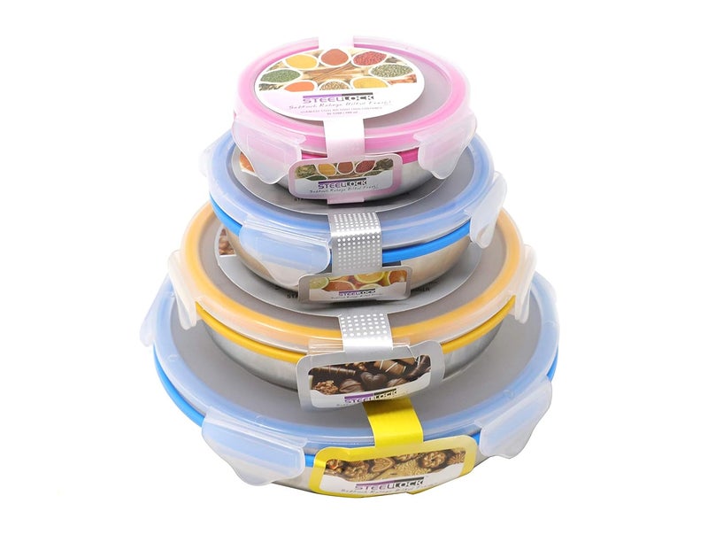 STEELLOCK Steel Lock Stainless Steel Airtight Flat Storage Container 4 Pc Set 100750 ml - Image 2