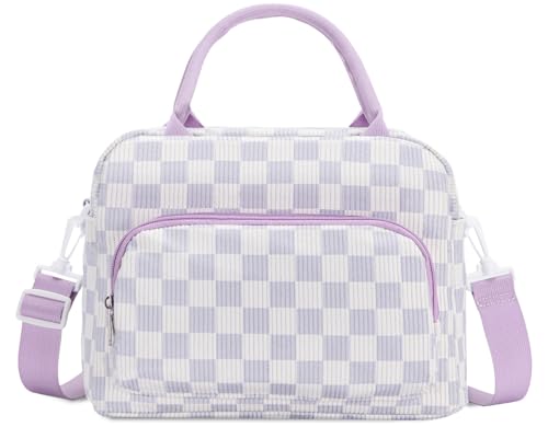 GASSDA Lunch Box for Women Insulated Lunch Bag Women Adult Cute Lunch Bags Reusable Lunchbox Cooler Tote Bag for Work Picnic (Purple Plaid) - Image 1