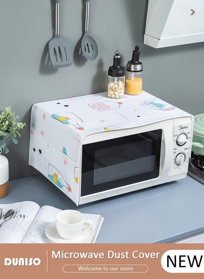 DUNISO Microwave Oven Dust Proof Cover Multi-Purpose Microwave Oven Top Cover with 4 Storage Organizer Bags Microwave Oven Protector Dust and Waterproof Cloth Decoration Kitchen Utensil Cover 85×35CM - Image 1