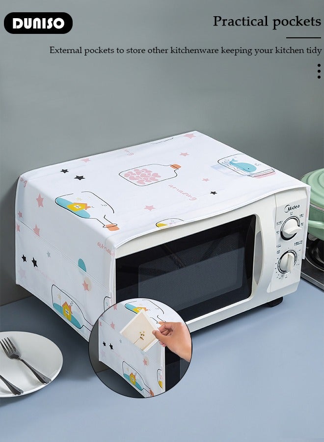 DUNISO Microwave Oven Dust Proof Cover Multi-Purpose Microwave Oven Top Cover with 4 Storage Organizer Bags Microwave Oven Protector Dust and Waterproof Cloth Decoration Kitchen Utensil Cover 85×35CM - Image 2