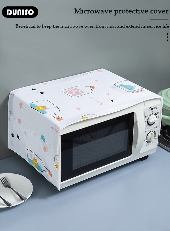 DUNISO Microwave Oven Dust Proof Cover Multi-Purpose Microwave Oven Top Cover with 4 Storage Organizer Bags Microwave Oven Protector Dust and Waterproof Cloth Decoration Kitchen Utensil Cover 85×35CM - Image 3
