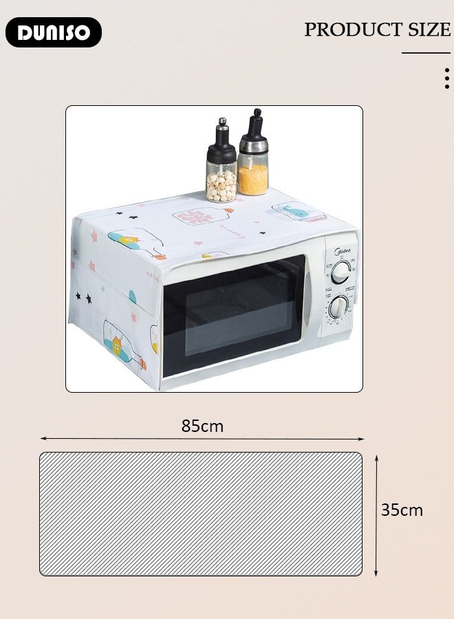 DUNISO Microwave Oven Dust Proof Cover Multi-Purpose Microwave Oven Top Cover with 4 Storage Organizer Bags Microwave Oven Protector Dust and Waterproof Cloth Decoration Kitchen Utensil Cover 85×35CM - Image 4
