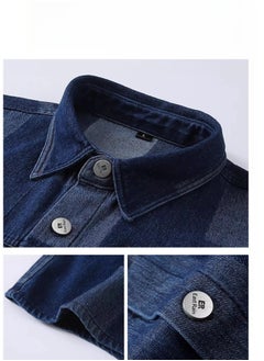 Jeep Men's Contrasting Denim Long Sleeved Casual Lapel Workwear Shirt Jacket  - Image 3