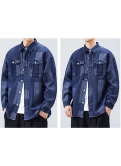 Jeep Men's Contrasting Denim Long Sleeved Casual Lapel Workwear Shirt Jacket  - Image 5