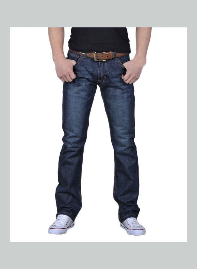 Loquat Long Straight Slim Jeans Blue - Image 1