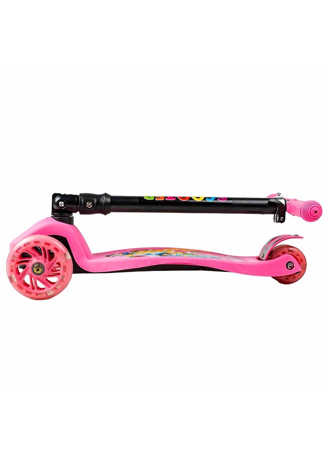 Dream Land Foldable Light Wheels Pink Scooter - 316A  - Image 2