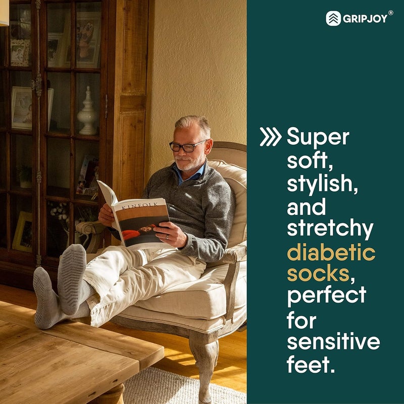 Gripjoy NonBinding Diabetic Socks with Grippers  Loose Fitting  Stretchy  Unisex  3 pairs - Image 2