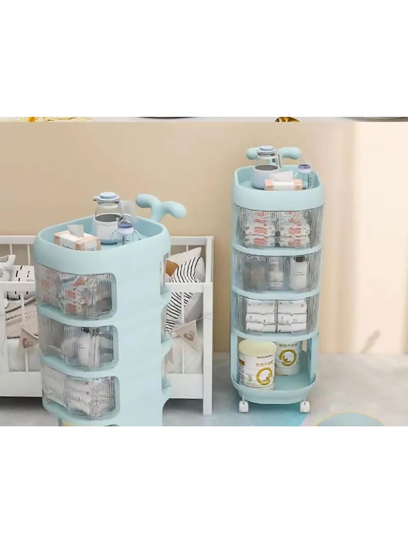 JOMILA Storage cabinets For Baby Accessories Multi-layer large capacity baby care food grade snack removable Trolley lockers Blue  - Image 5