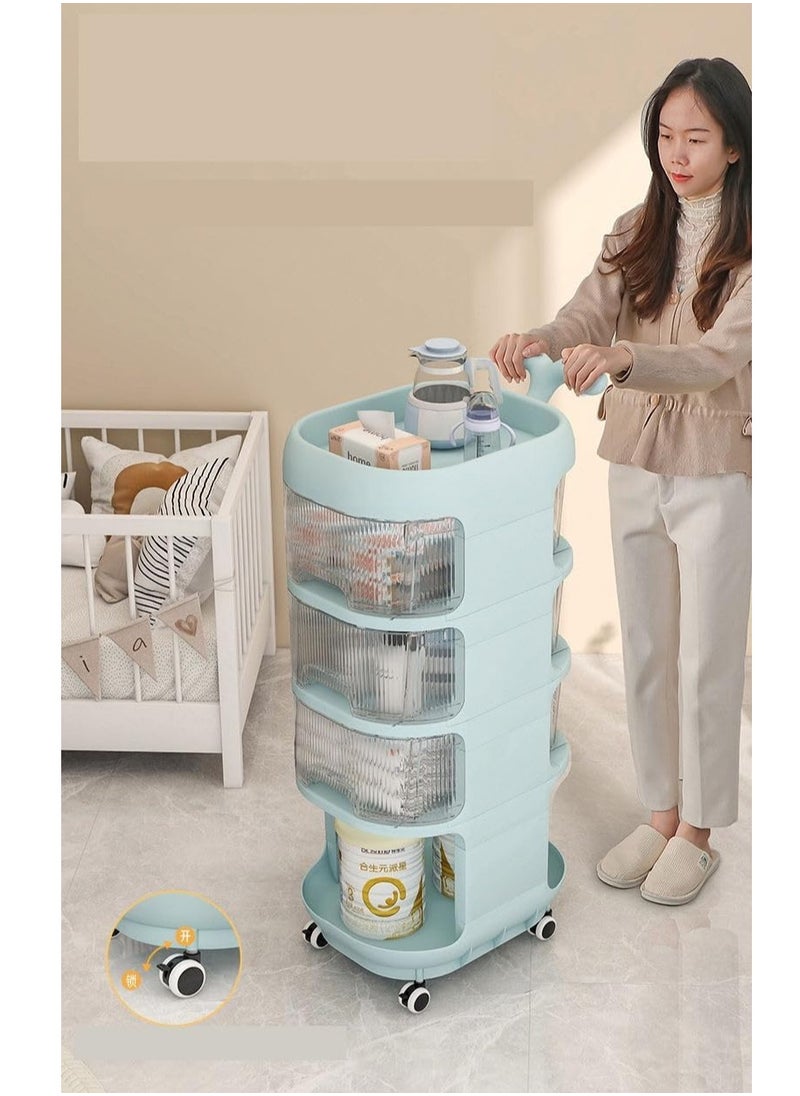 JOMILA Storage cabinets For Baby Accessories Multi-layer large capacity baby care food grade snack removable Trolley lockers Blue  - Image 1