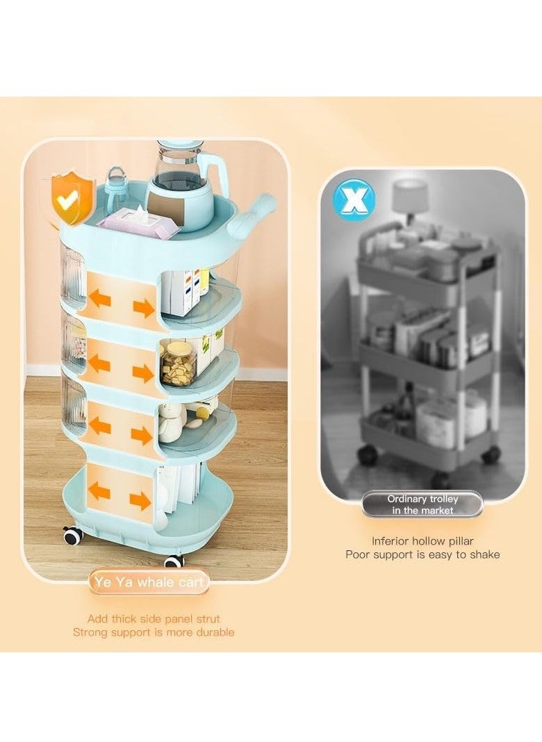 JOMILA Storage cabinets For Baby Accessories Multi-layer large capacity baby care food grade snack removable Trolley lockers Blue  - Image 3