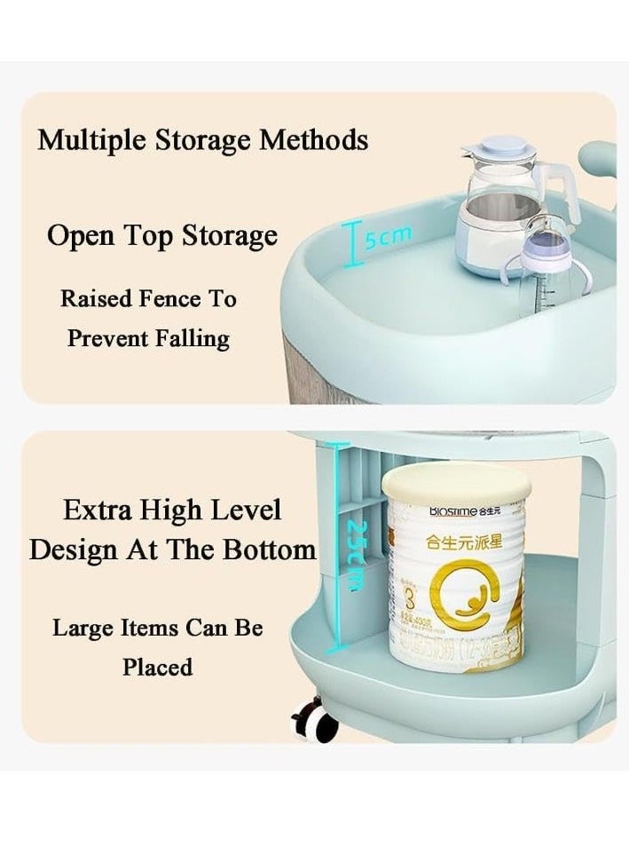 JOMILA Storage cabinets For Baby Accessories Multi-layer large capacity baby care food grade snack removable Trolley lockers Blue  - Image 2