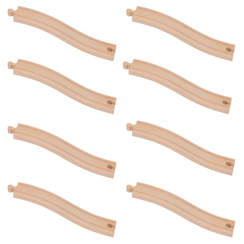 ORBRIUM Premium Wooden Train Ascending Tracks Pack of 8 Compatible with All Major Wooden Railways Including Thomas Brio Chuggington Imaginarium