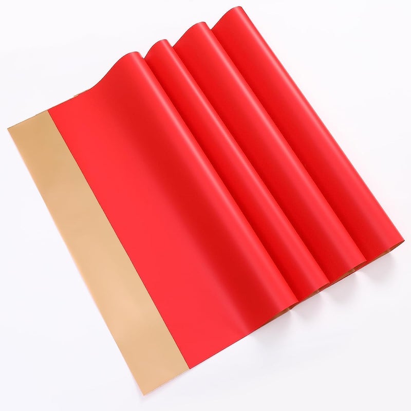Red Dot Gift REDDOTGIFT Pack of 20 Sheets Gift Wrapping Paper 57x57cm, Double Face Flower Wrap Paper Waterproof Floral Bouquet Packing Paper DIY Craft Gift Packing (G-16# RED + GOLD) - Image 1