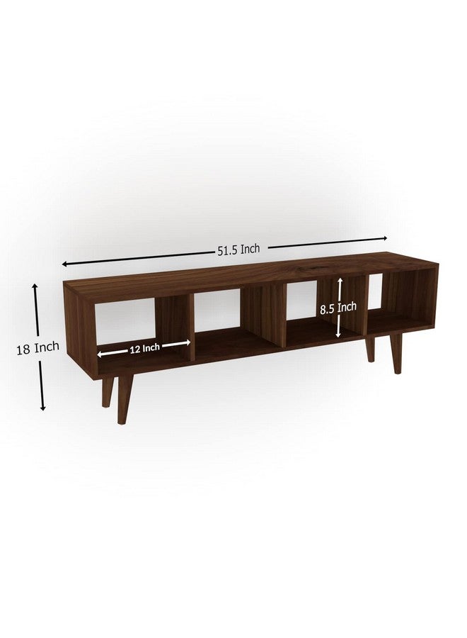 Furnifry Furnifry Wooden TV Entertainment Unit/TV Unit for Home Living Room/4 Decker TV Stand/TV Console Table Storage with 4 Display Shelves/Entertainment Center for Living Room (131x21x46 Cm, Walnut)  - Image 4