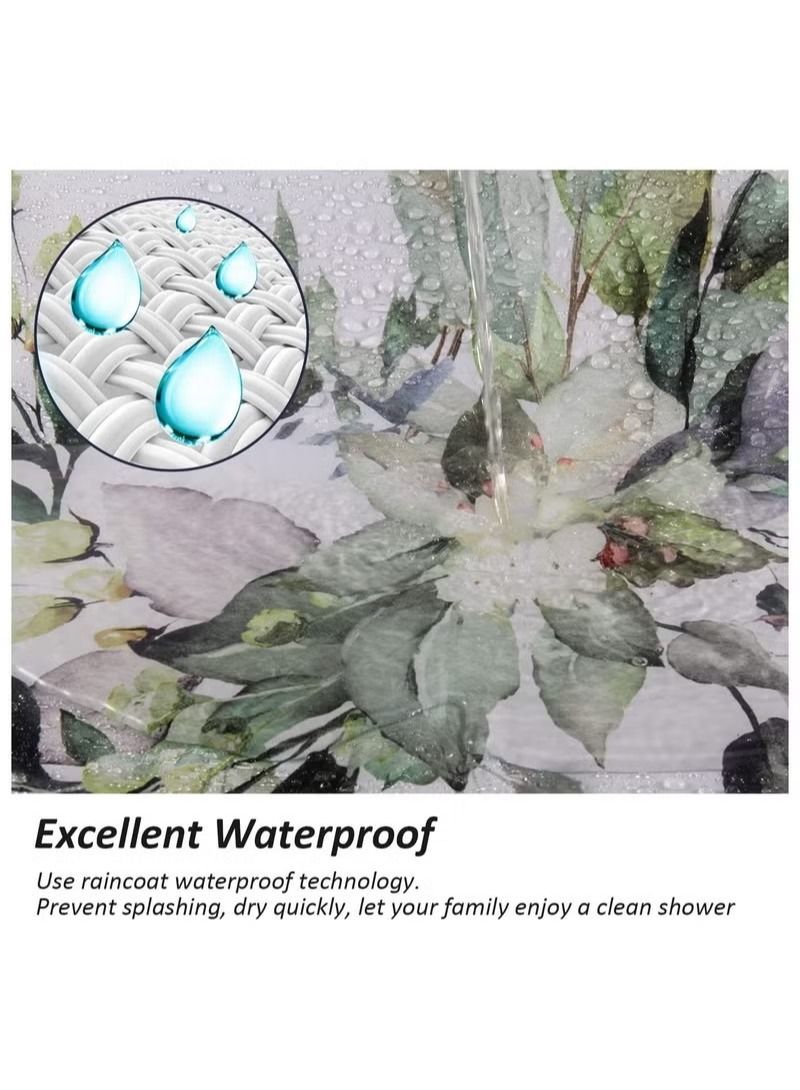 Shower Curtain, Green Eucalyptus Watercolor Plant Leaves with Floral Bathroom Decor Waterproof Fabric Shower Curtain with 12 Hooks, 72x72 Inch Bath Accessories Art Home Decor Fabric (Green Eucalyptus) - Image 4