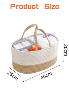 ShebSheb Portable Baby Diaper Basket For Mother, Large Cotton Rope Diaper Caddy Organizer  - Image 5