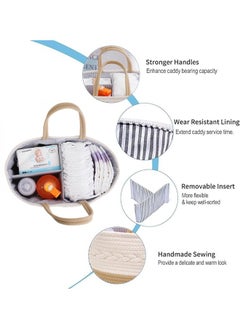ShebSheb Portable Baby Diaper Basket For Mother, Large Cotton Rope Diaper Caddy Organizer  - Image 3