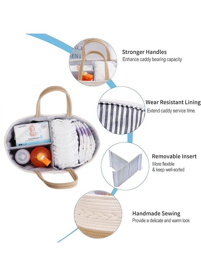 ShebSheb - Portable Baby Diaper Basket For Mother, Large Cotton Rope Diaper Caddy Organizer - Image 1